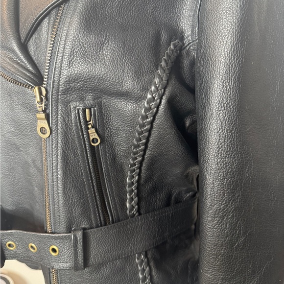 Himalaya Motor BikeWear Women’s Black Leather Motorcycle Jacket, Sz 6 - Picture 5 of 16